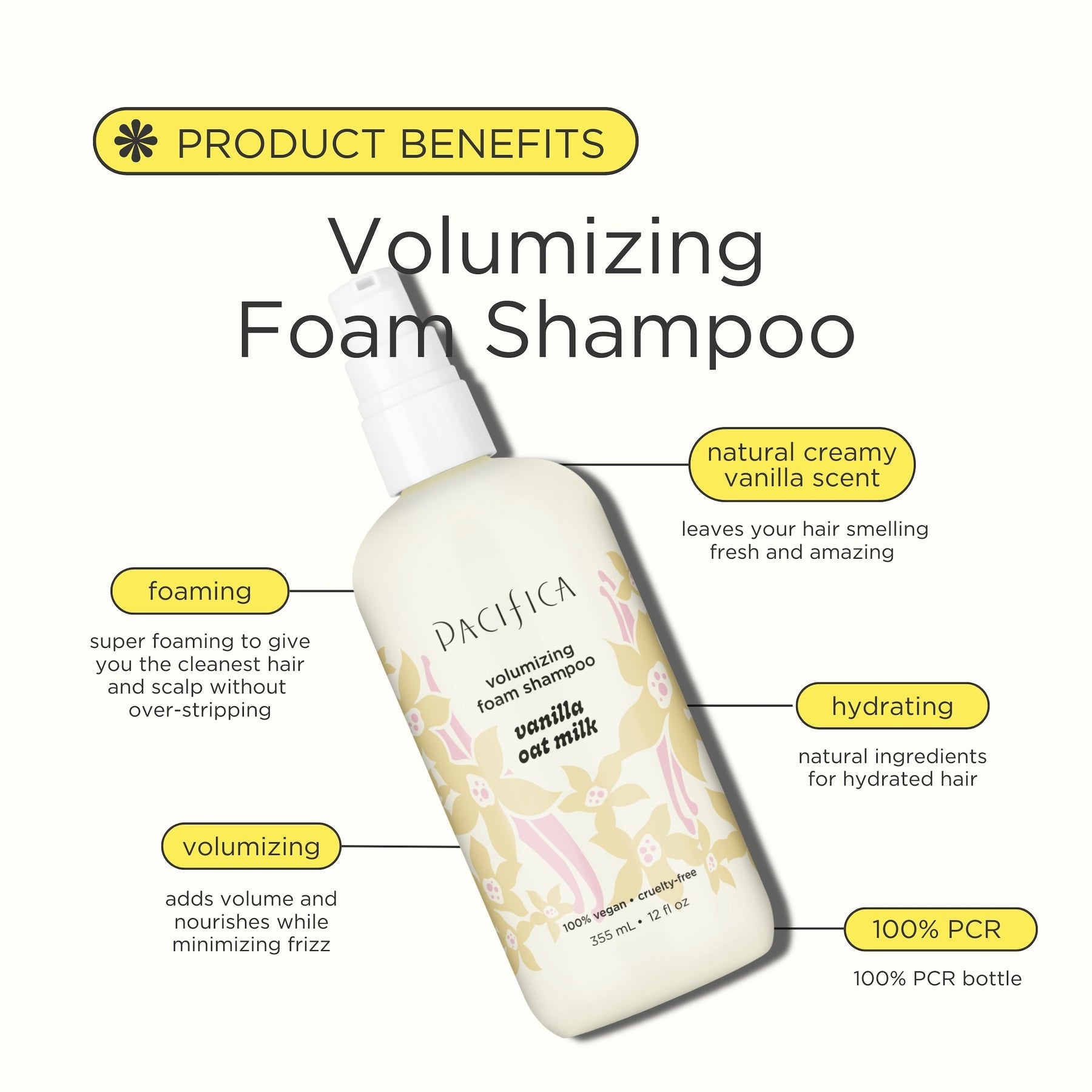 Vanilla Oat Milk Volumizing Foam Shampoo - Haircare - Pacifica Beauty