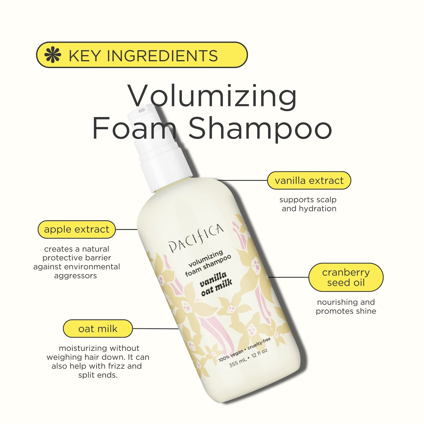 Vanilla Oat Milk Volumizing Foam Shampoo - Haircare - Pacifica Beauty