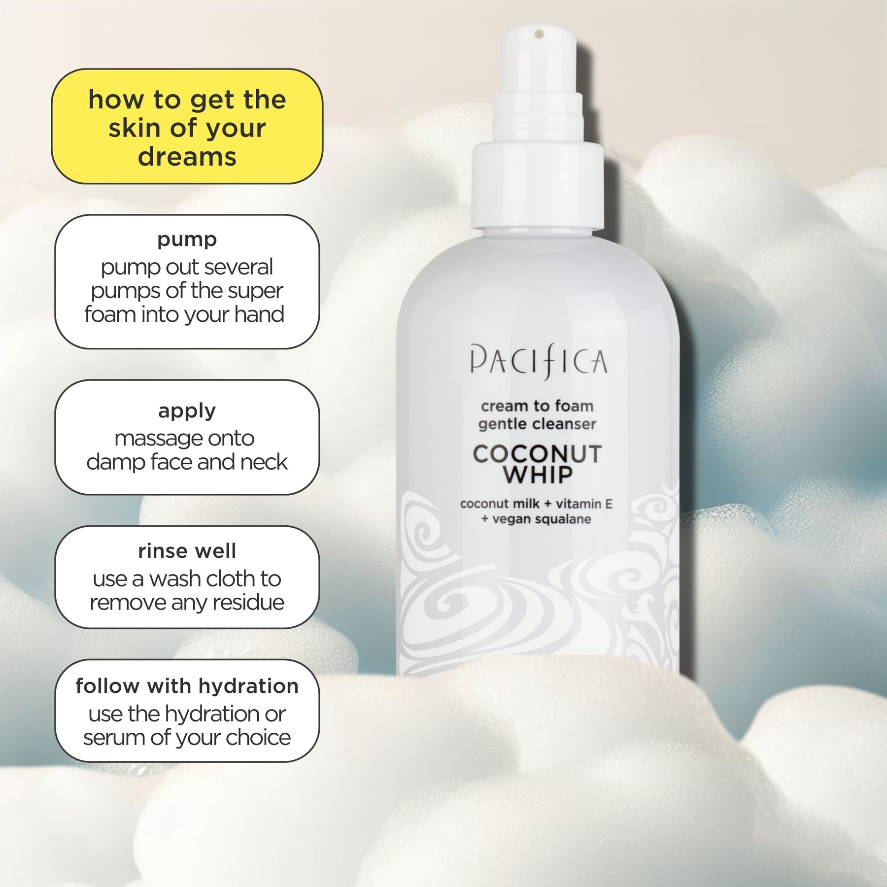 Coconut Whip Cream to Foam Gentle Cleanser - Skin Care - Pacifica Beauty