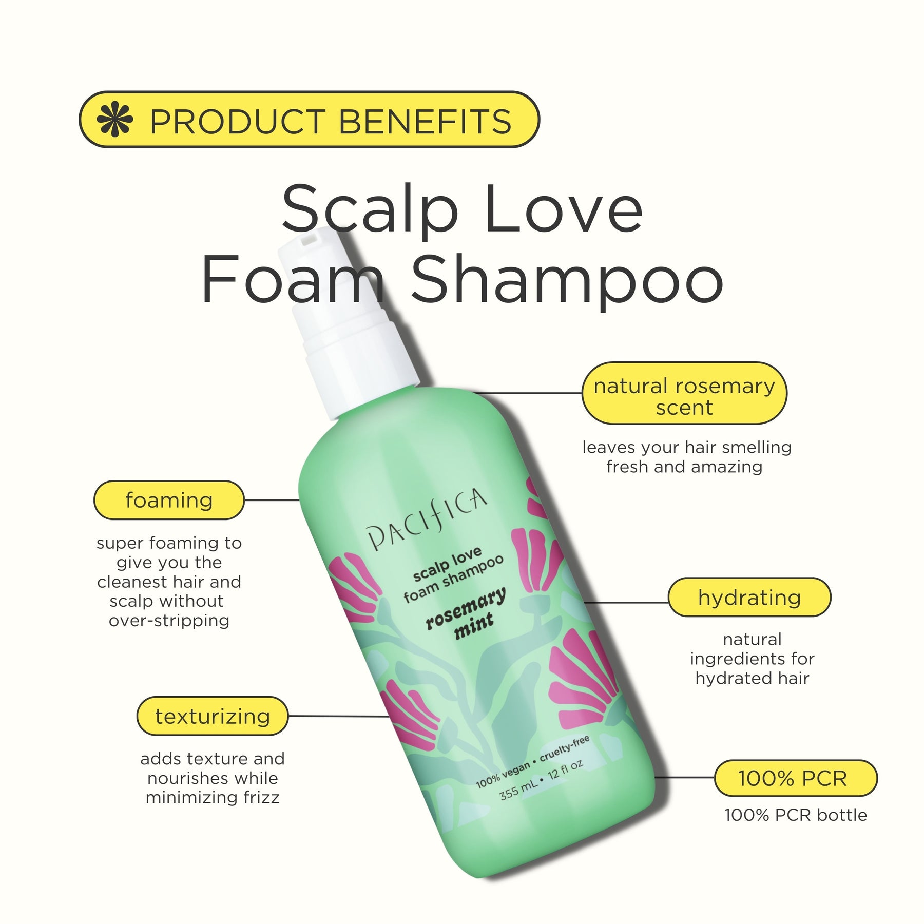 Rosemary Mint Scalp Love Foam Shampoo - Haircare - Pacifica Beauty