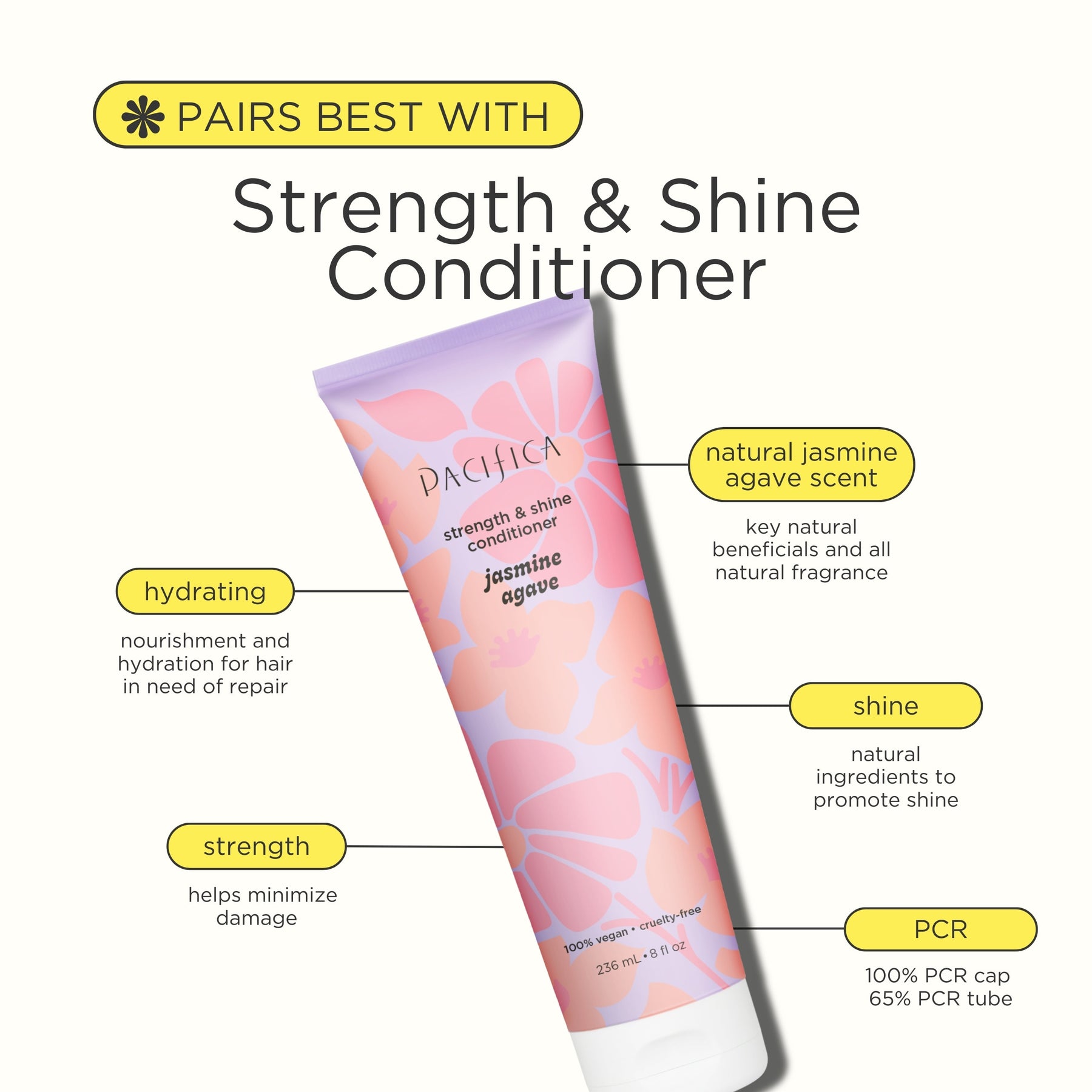 Jasmine Agave Strength + Shine Foaming Shampoo - Haircare - Pacifica Beauty