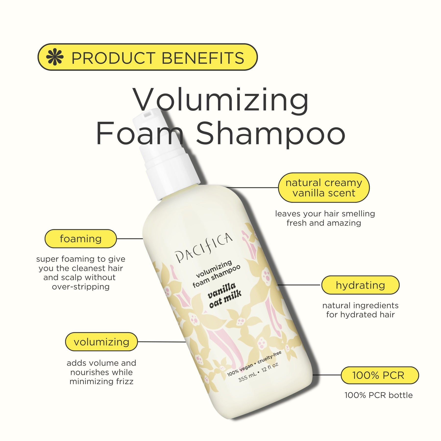 Vanilla Oat Milk Volumizing Foam Shampoo - Haircare - Pacifica Beauty