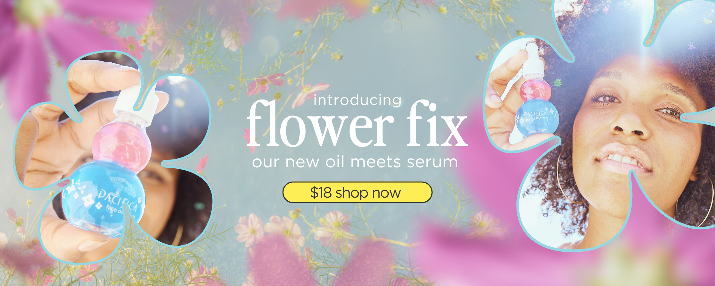 introducing flower fix our new oil meets serum. $18 shop now.