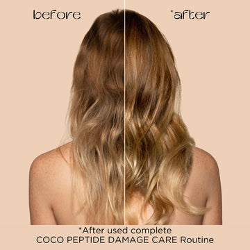 Before and after used complete Coco Peptide Damage Care Routine