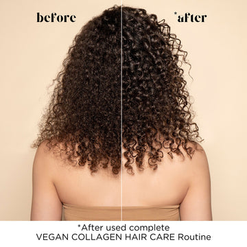 Before and after using complete Vegan Collagen Hair Care Routine